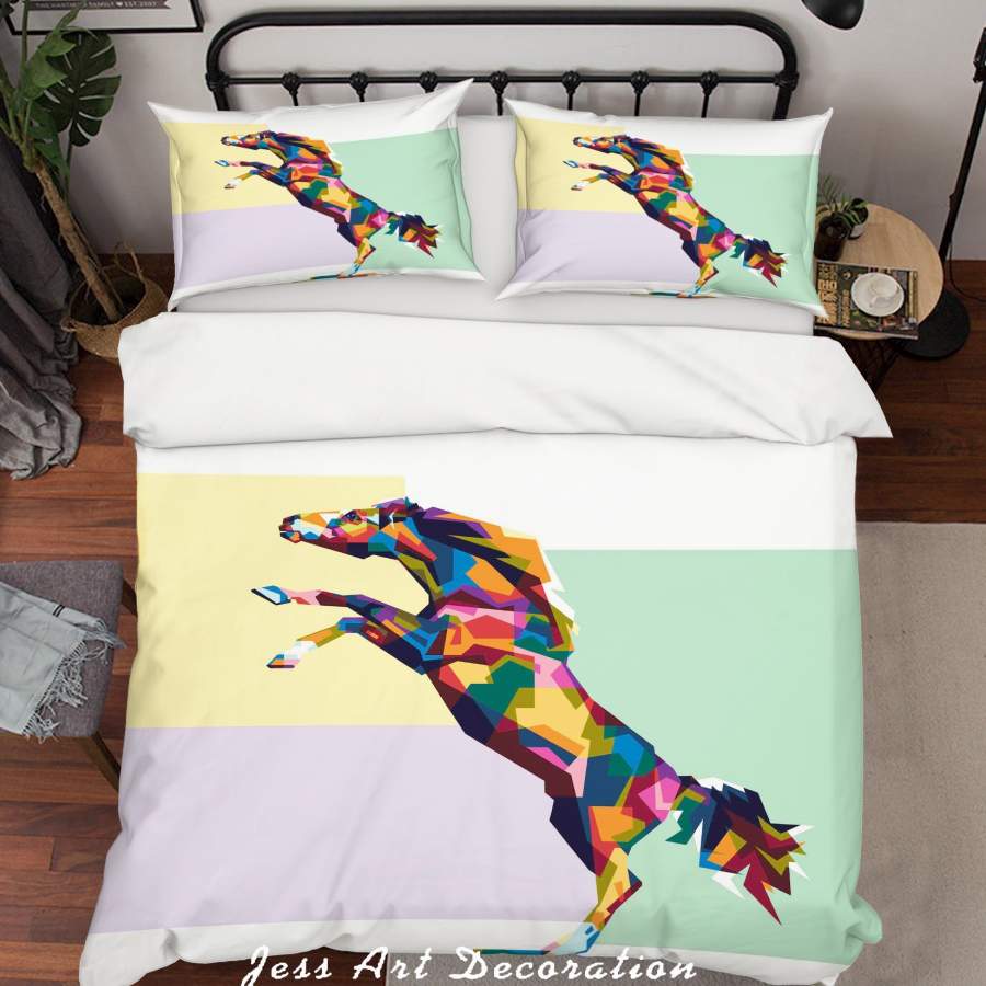 3D Geometry Horse Quilt Cover Set Bedding Set Pillowcases SF11