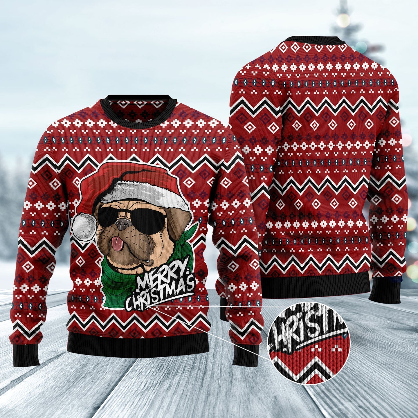 Pug Merry Christmas Sunglasses Funny Ugly Sweater