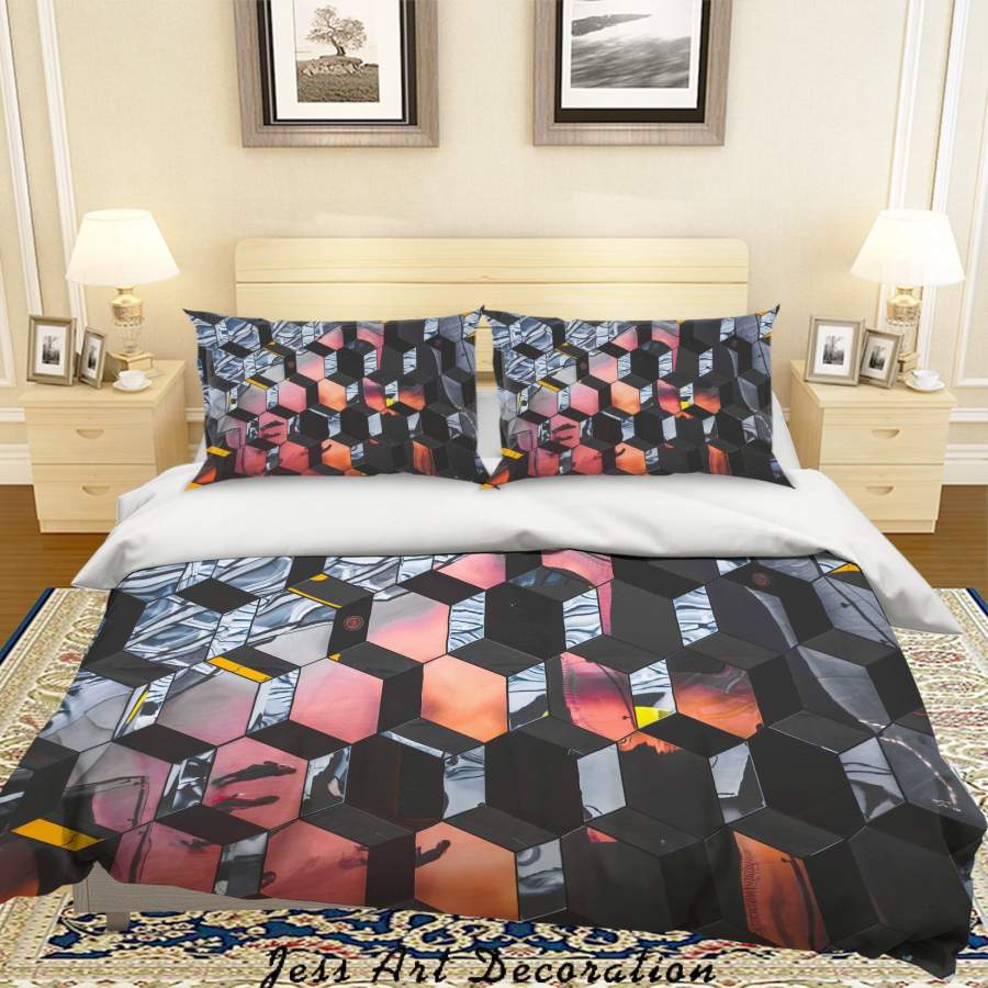 3D Abstract Geometric Pattern Quilt Cover Set Bedding Set Duvet Cover Pillowcases LQH A71