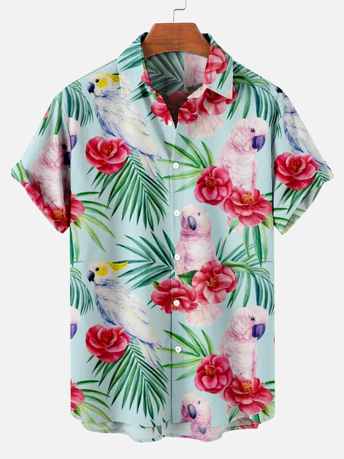 Tropical Jungle Pattern With Parrto Men’S Hawaiian Shirt