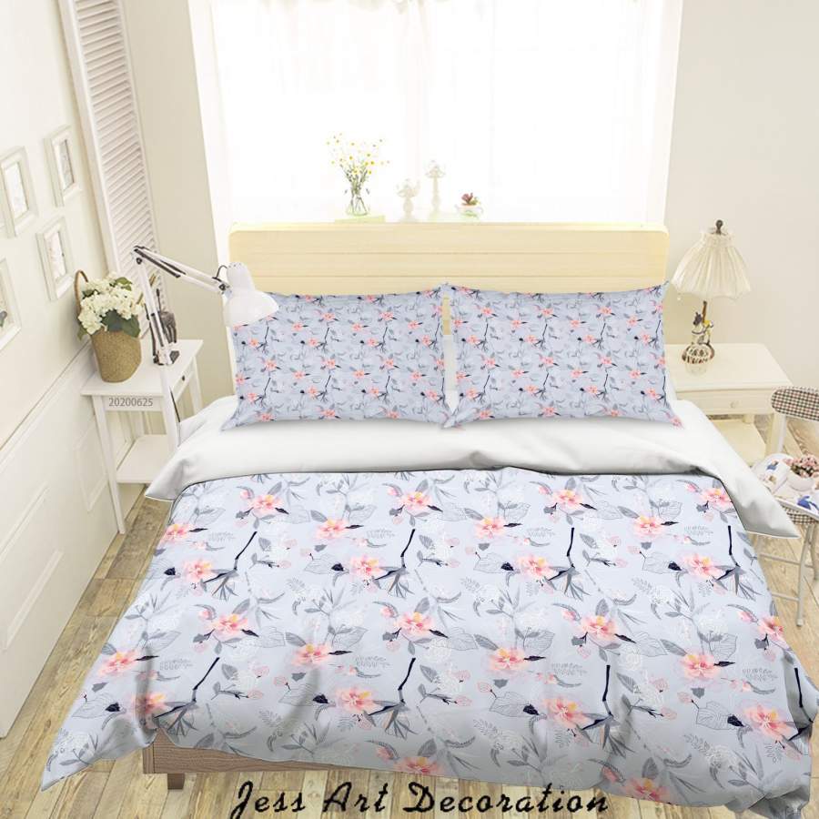 3D Blue Floral Quilt Cover Set Bedding Set Duvet Cover Pillowcases SF18