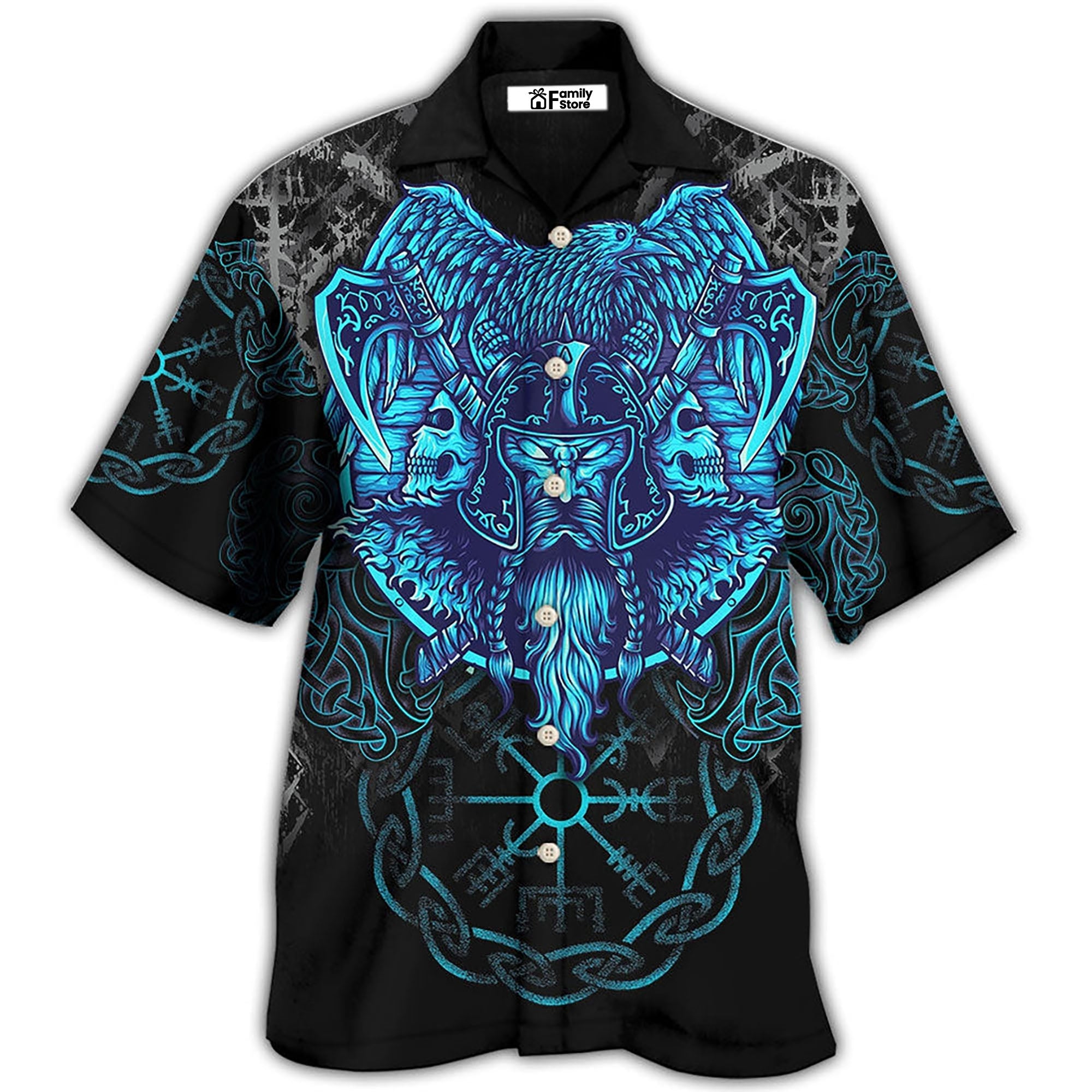 Viking King Blue Art Hawaiian Shirt