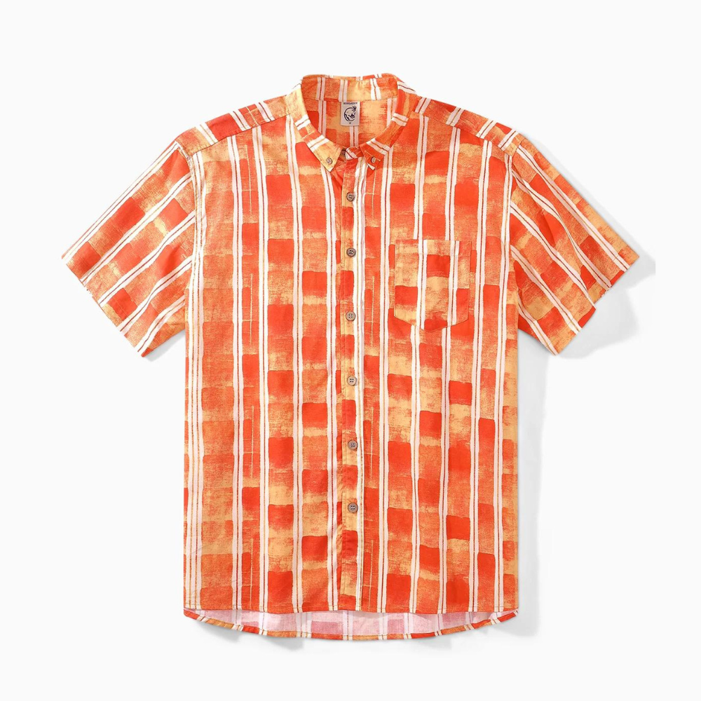 White Striped Lines Summer Fire Orange – Hawaiian Shirt