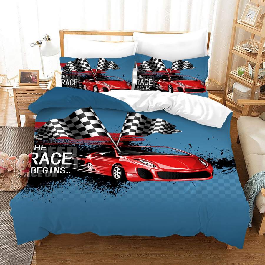 3D Sports Car Race Quilt Cover Set Bedding Set Duvet Cover Pillowcases JN 1170