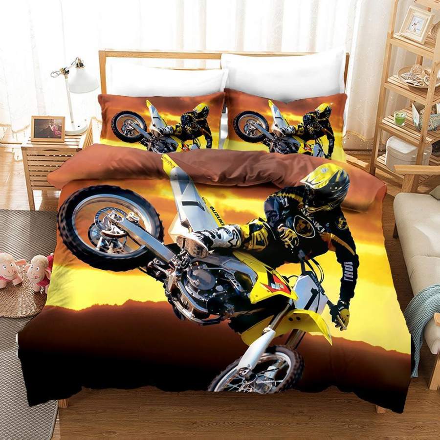 3D Extreme Motorcycle Beauty Quilt Cover Set Bedding Set Pillowcases 23