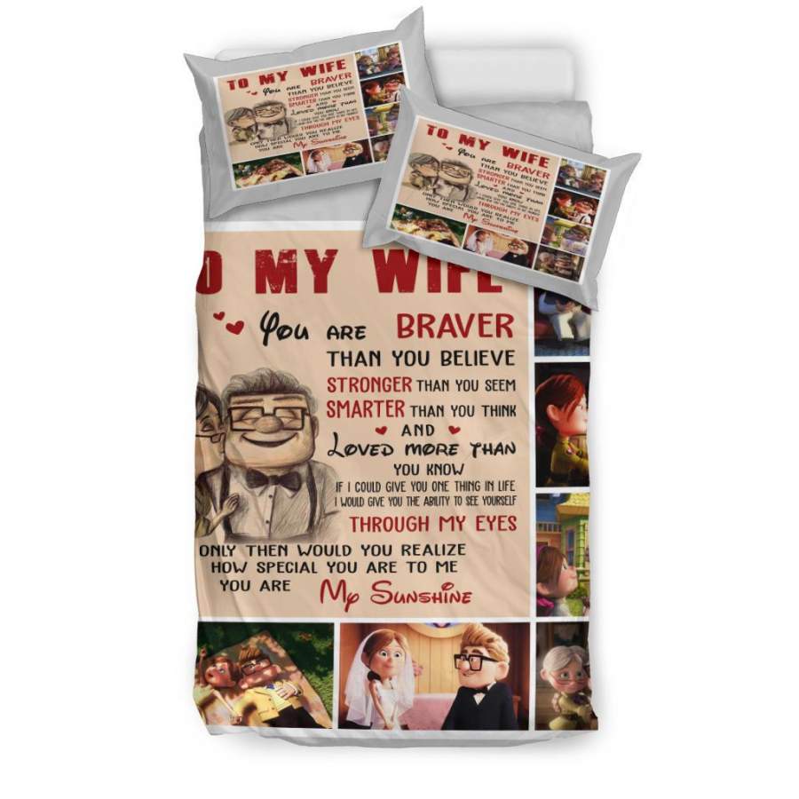 Quilt Carl & Ellie To My Wife You’Re Brave Bedding – Duvet Cover And Pillowcase Set