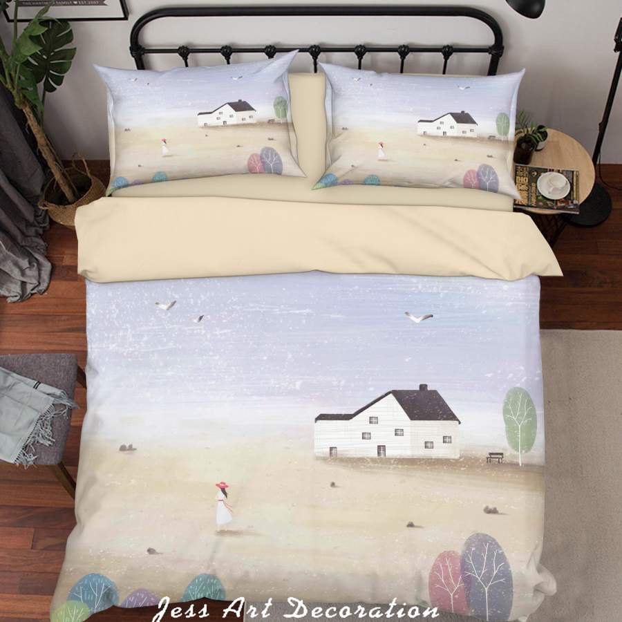 3D Cartoon House Girl Quilt Cover Set Bedding Set Duvet Cover Pillowcases A622 LQH