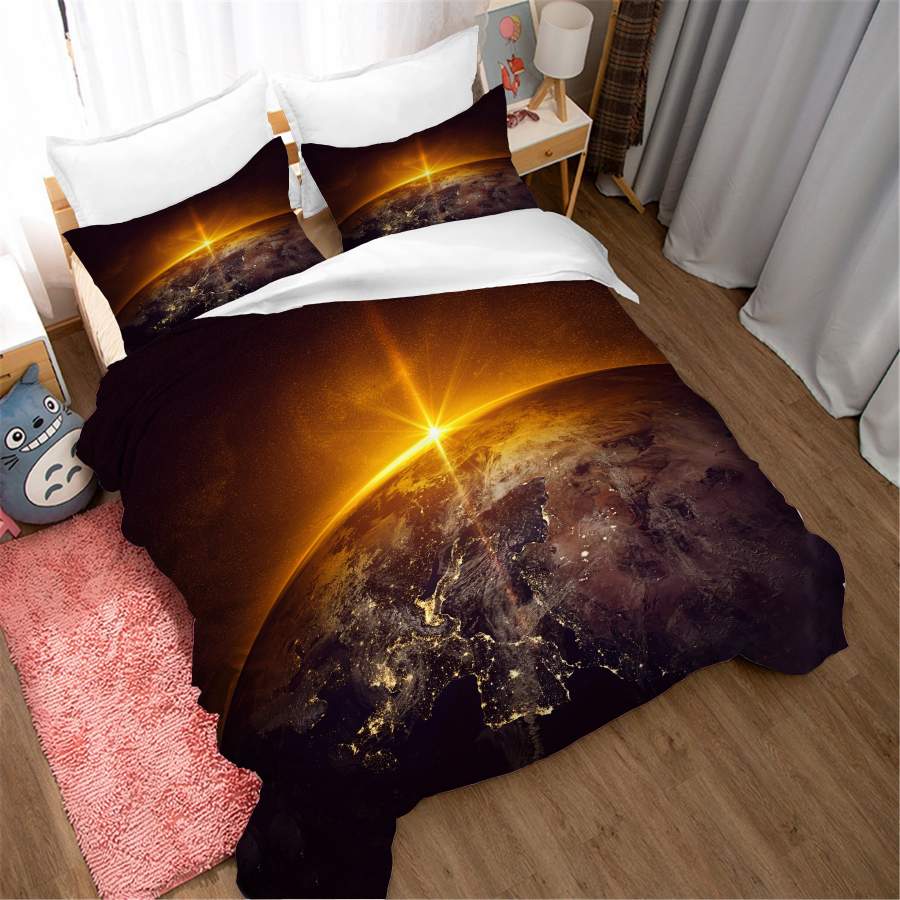 3D Golden Earth Quilt Cover Set Bedding Set Duvet Cover Pillowcases SF173