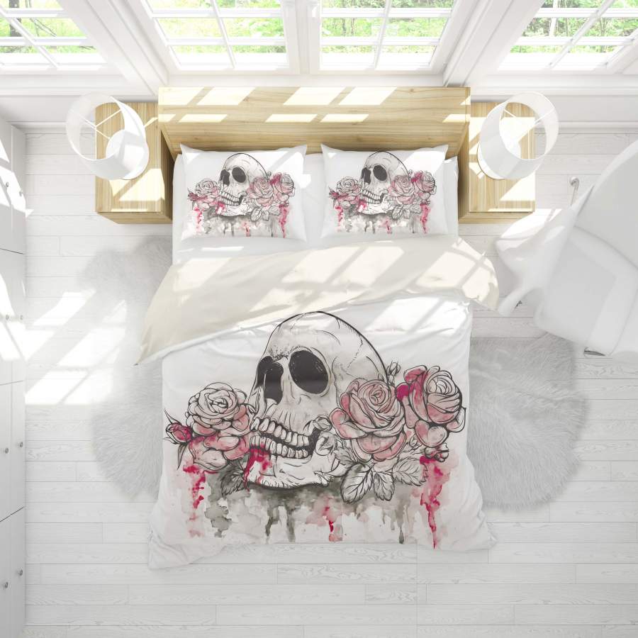 3D Skull Flower Quilt Cover Set Bedding Set Pillowcases 15