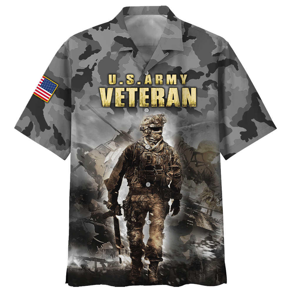 Us Amry Soldier With Gun Hawaiian Shirt