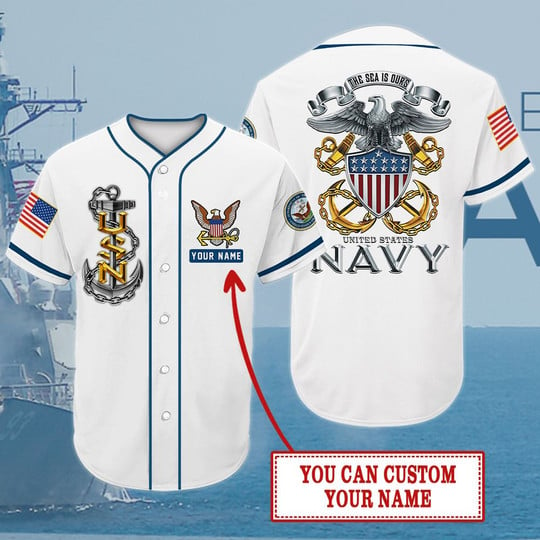 Us Navy Veteran White Color – Personalized Baseball Jersey Shirt