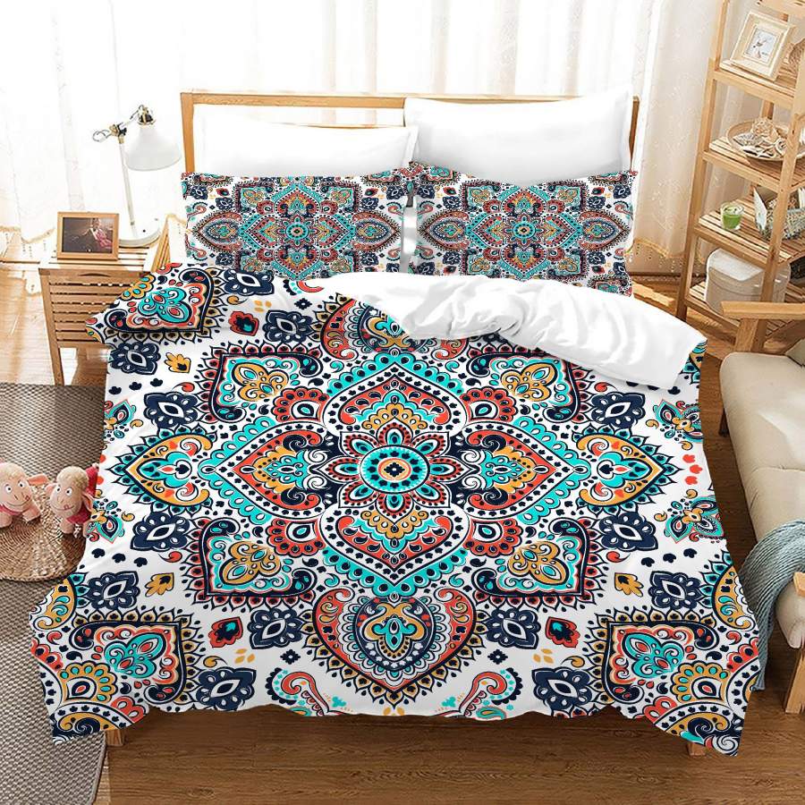 3D Medallion Floral Quilt Cover Set Bedding Set Duvet Cover Pillowcases JN 1094