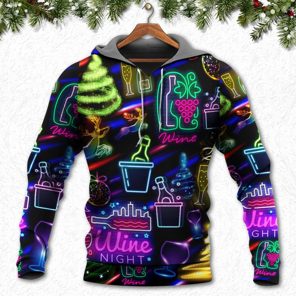 Wine Christmas Neon Art Drinking – Hoodie