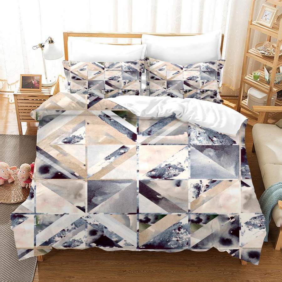 3D Square Triangle Marble Texture Quilt Cover Set Bedding Set Duvet Cover Pillowcases SF96