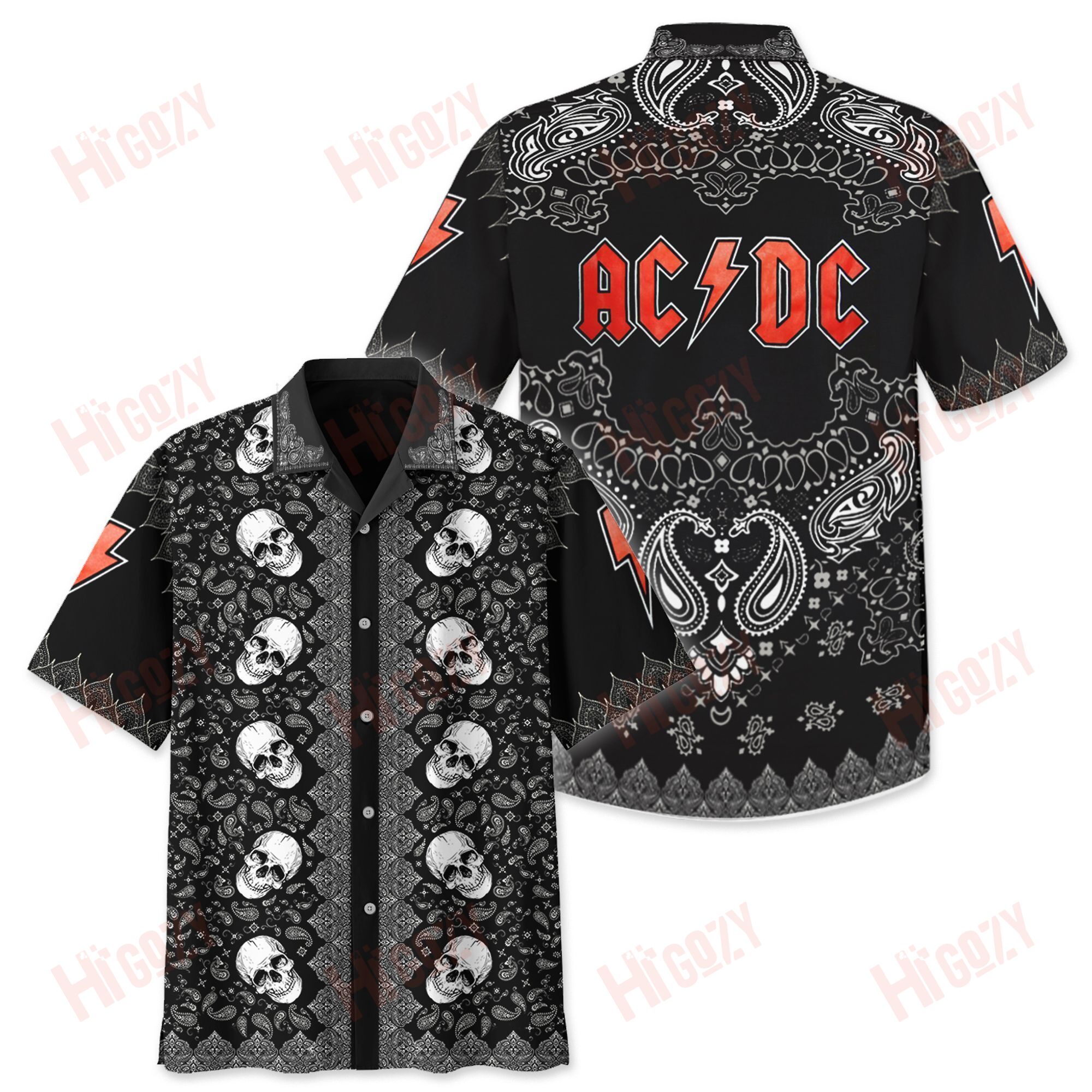 Ac/Dc Band Aloha Shirts, Ac Dc Band Hawaiian