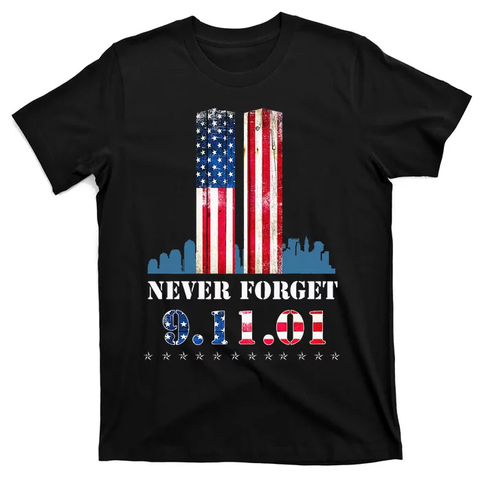 Womens Never Forget Patriotic 911 American Flag Unisex Shirt