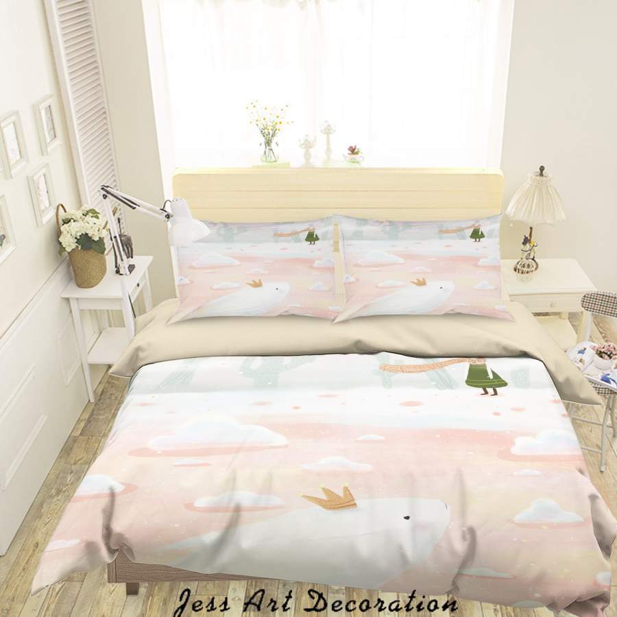 3D Cartoon Girl Cloud Pink Quilt Cover Set Bedding Set Duvet Cover Pillowcases A602 LQH