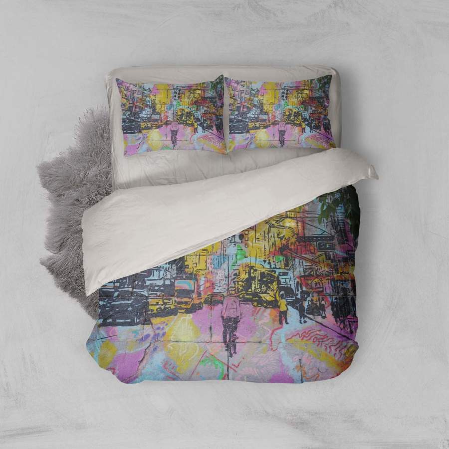 3D City Street Graffiti Quilt Cover Set Bedding Set Pillowcases 24