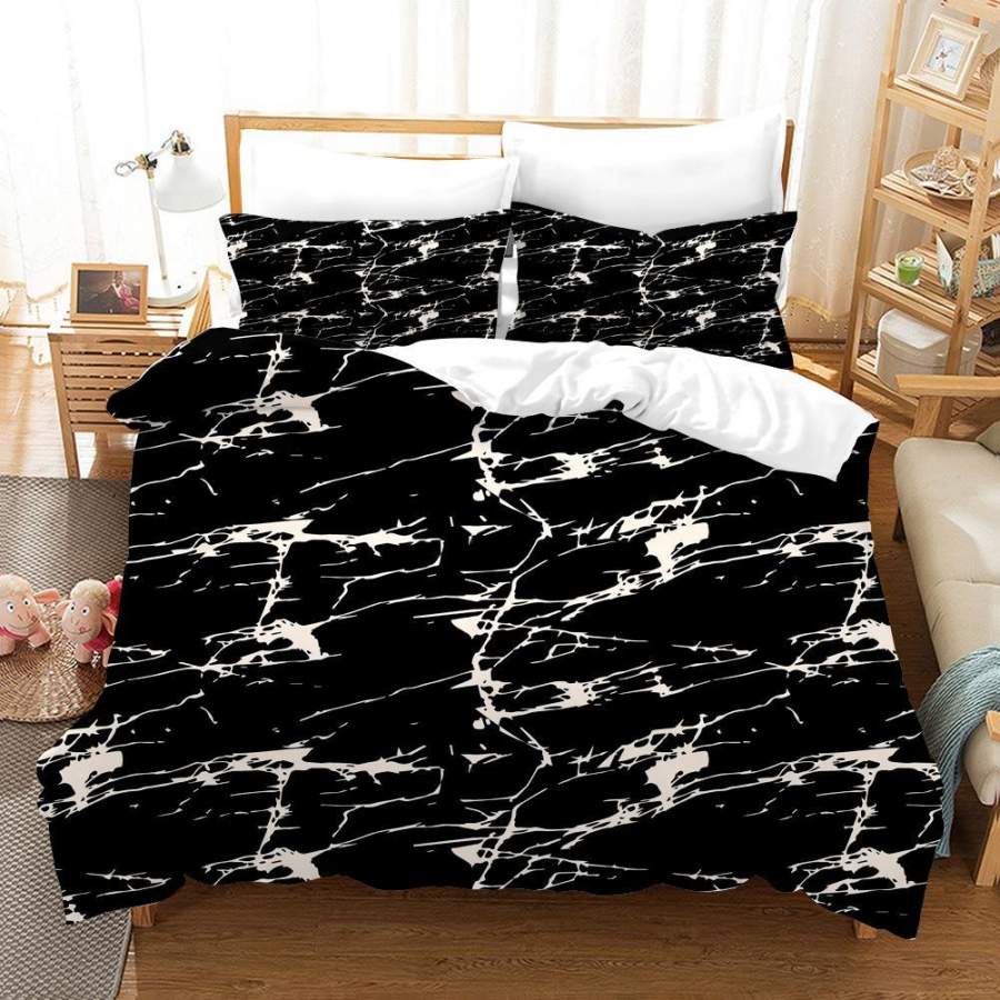 3D White Black Marble Quilt Cover Set Bedding Set Duvet Cover Pillowcases SF93