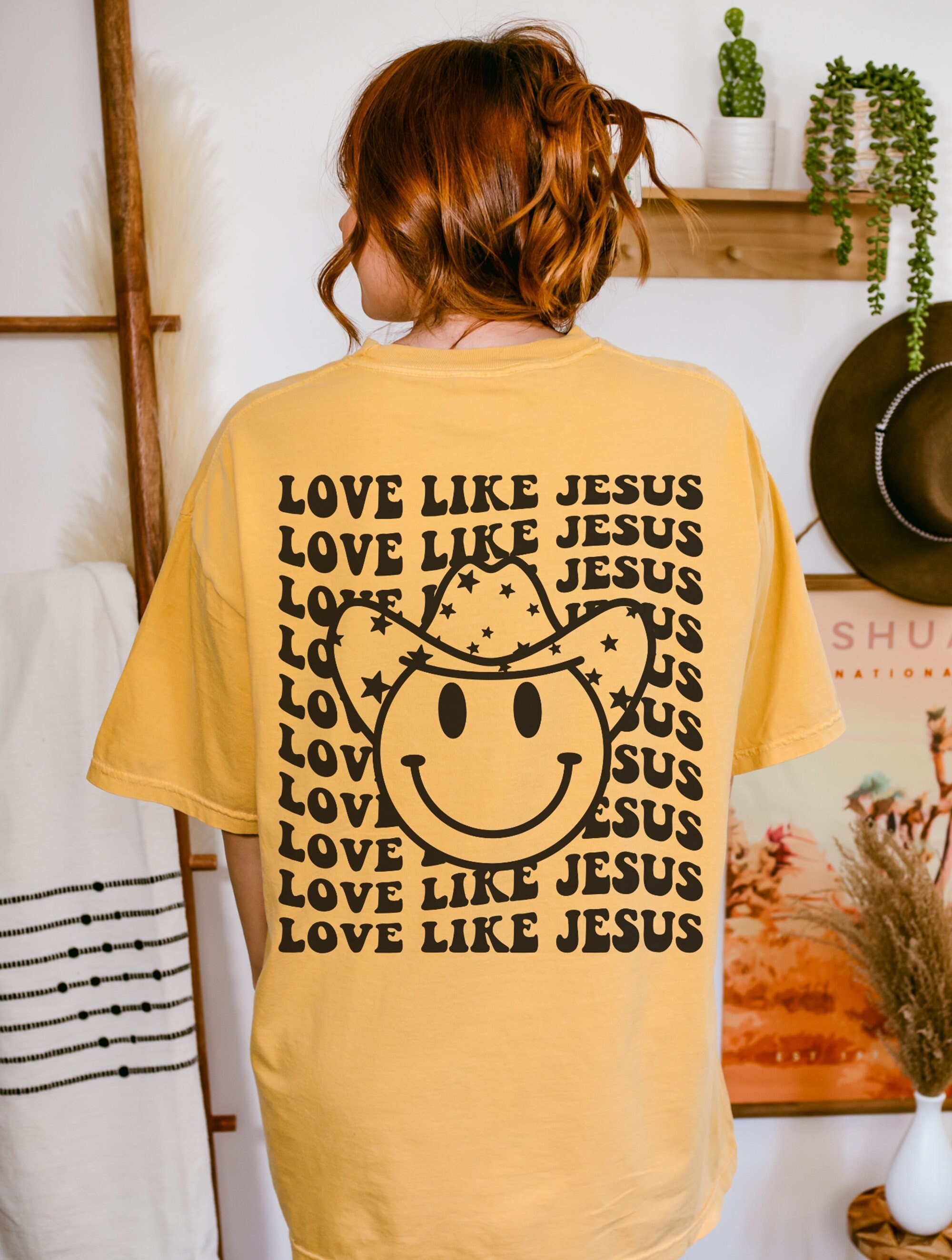 Western Christian T Shirt Cowboy Love Like Jesus Shirt Christian Apparel For Women Trendy Christian Merch Church Shirt Christian Gift