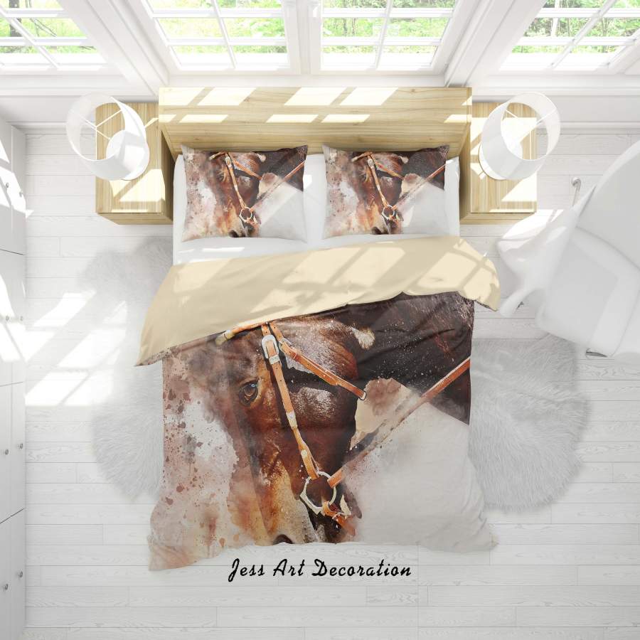 3D Brown Horse Quilt Cover Set Bedding Set Duvet Cover Pillowcases A116 LQH