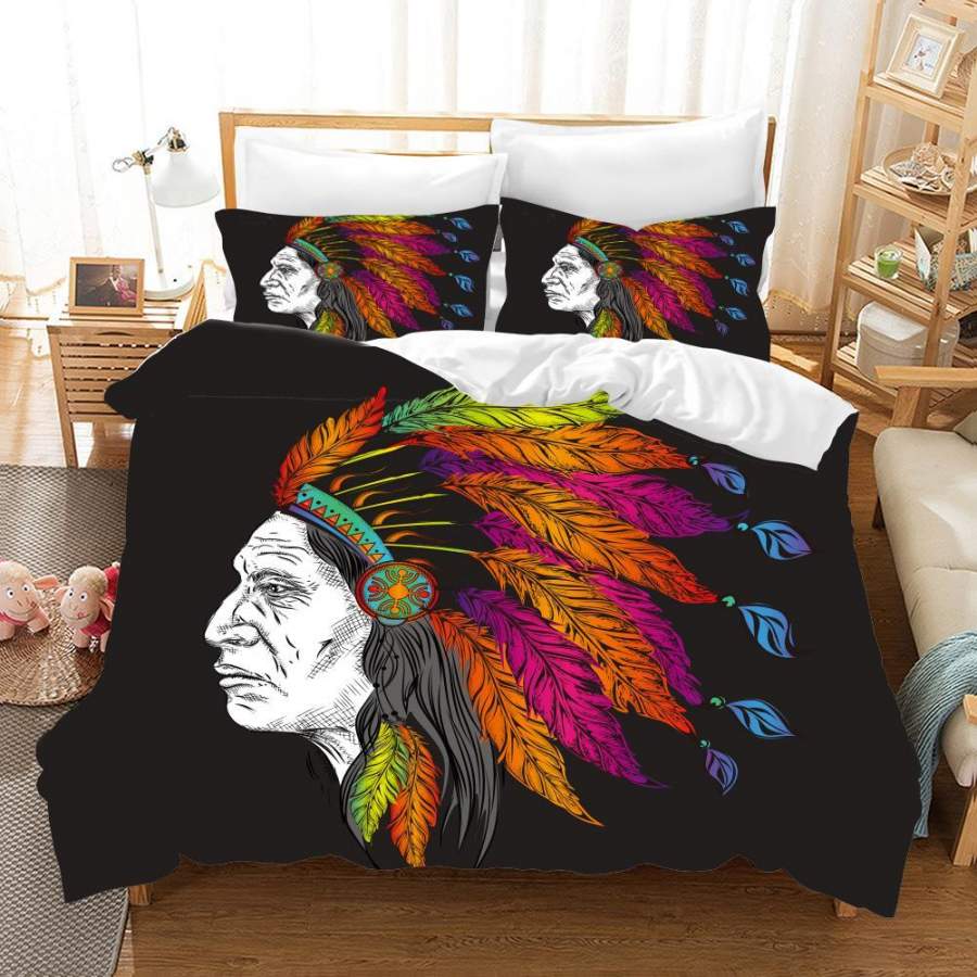 3D Black Tribal Chief Quilt Cover Set Bedding Set Pillowcases 107