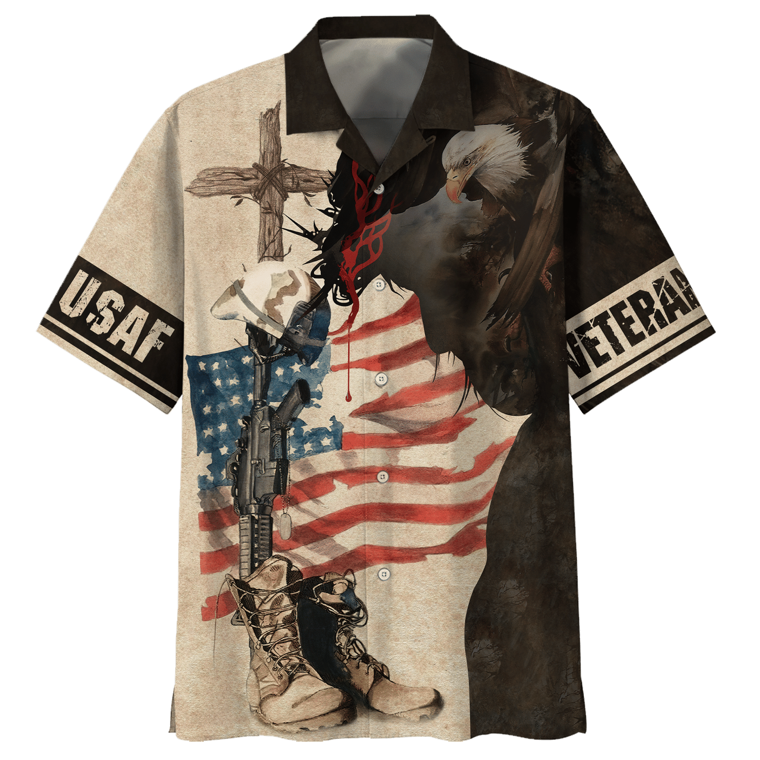 Air Force Cross, Gun And Eagle Hawaiian Shirt