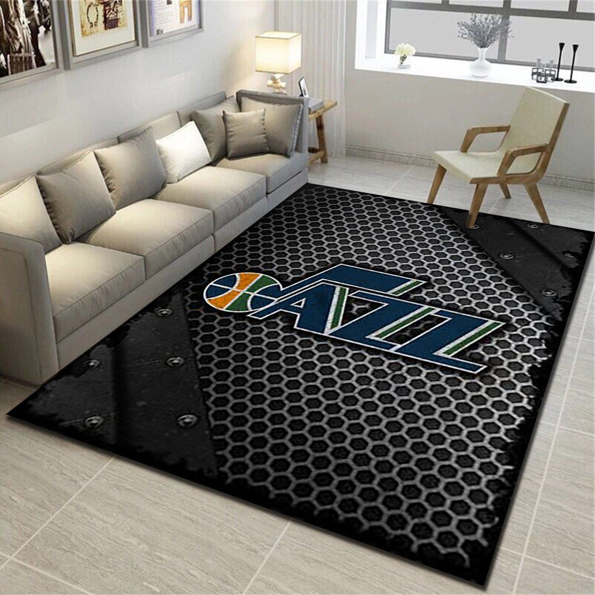 Utah Jazz Area Rugs, Basketball Team Living Room Carpet, Sports Floor Mat Home Decor