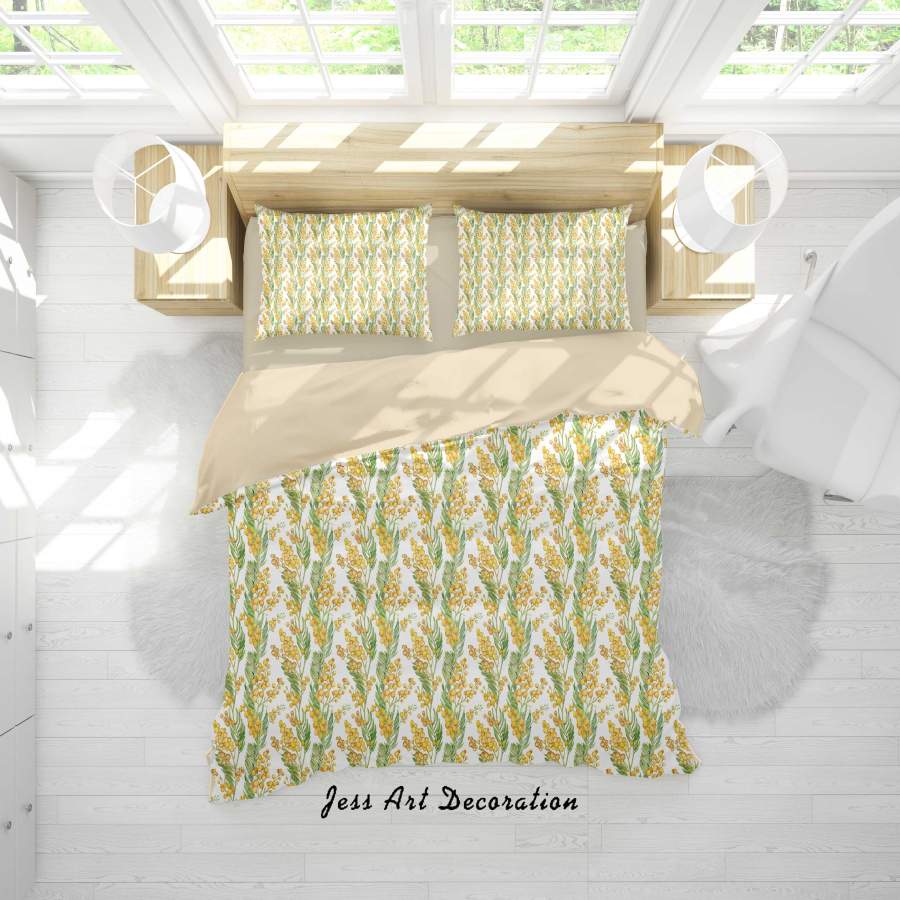 3D Golden Fruit Green Leaves Quilt Cover Set Bedding Set Duvet Cover Pillowcases A332 LQH