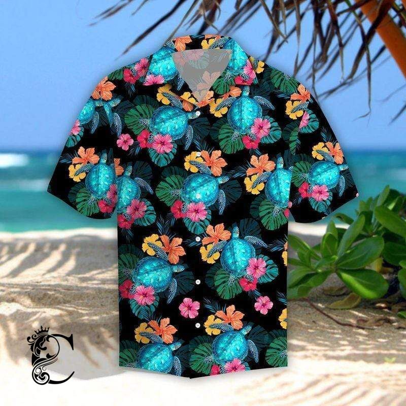 Tropical Turtle Hibiscus Hawaiian Shirts