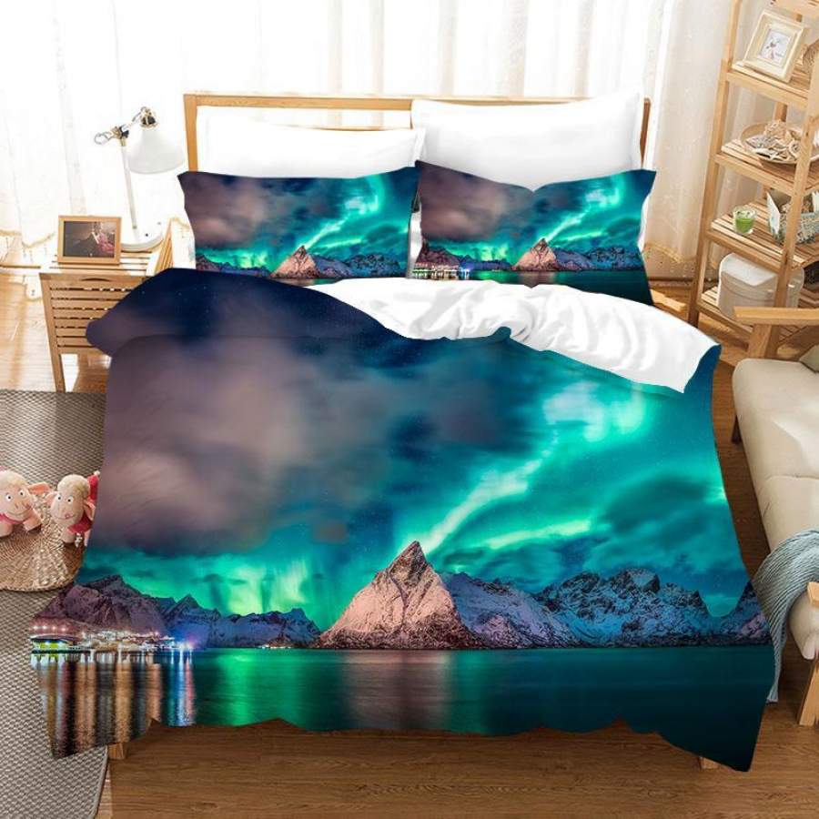 3D Luminou Aurora  Colourful   Quilt Cover Set Bedding Set Duvet Cover Pillowcases  D22 ZY