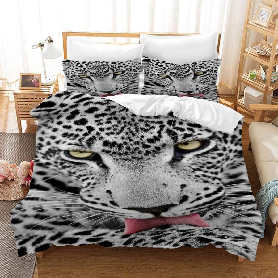 3D Snow Leopard Quilt Cover Set Bedding Set Pillowcases 187