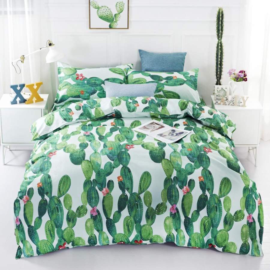 3D Green Cactus Quilt Cover Set Bedding Set Pillowcases 47