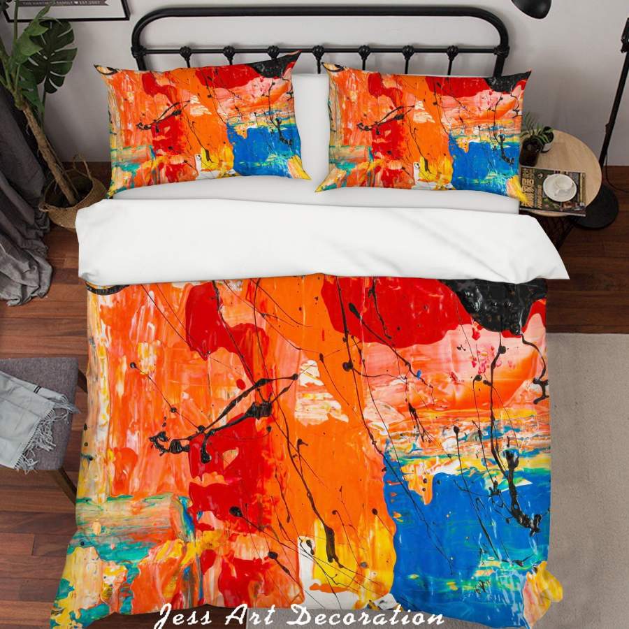 3D Orange Graffiti Quilt Cover Set Bedding Set Duvet Cover Pillowcases LQH A166