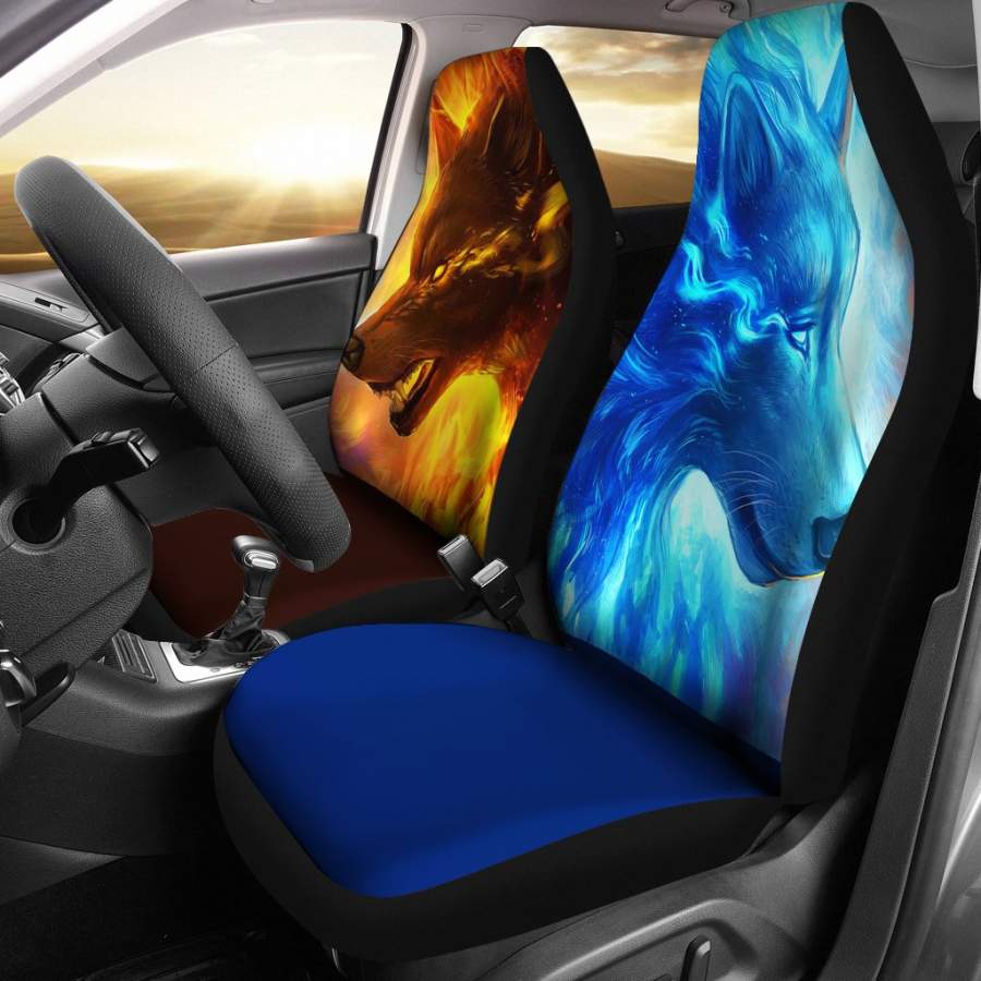 Wolves Fire And Ice Car Seat Covers