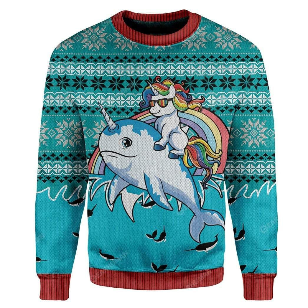 Unicorn Riding Narwhal Ugly Sweater – Best Gift For Christmas