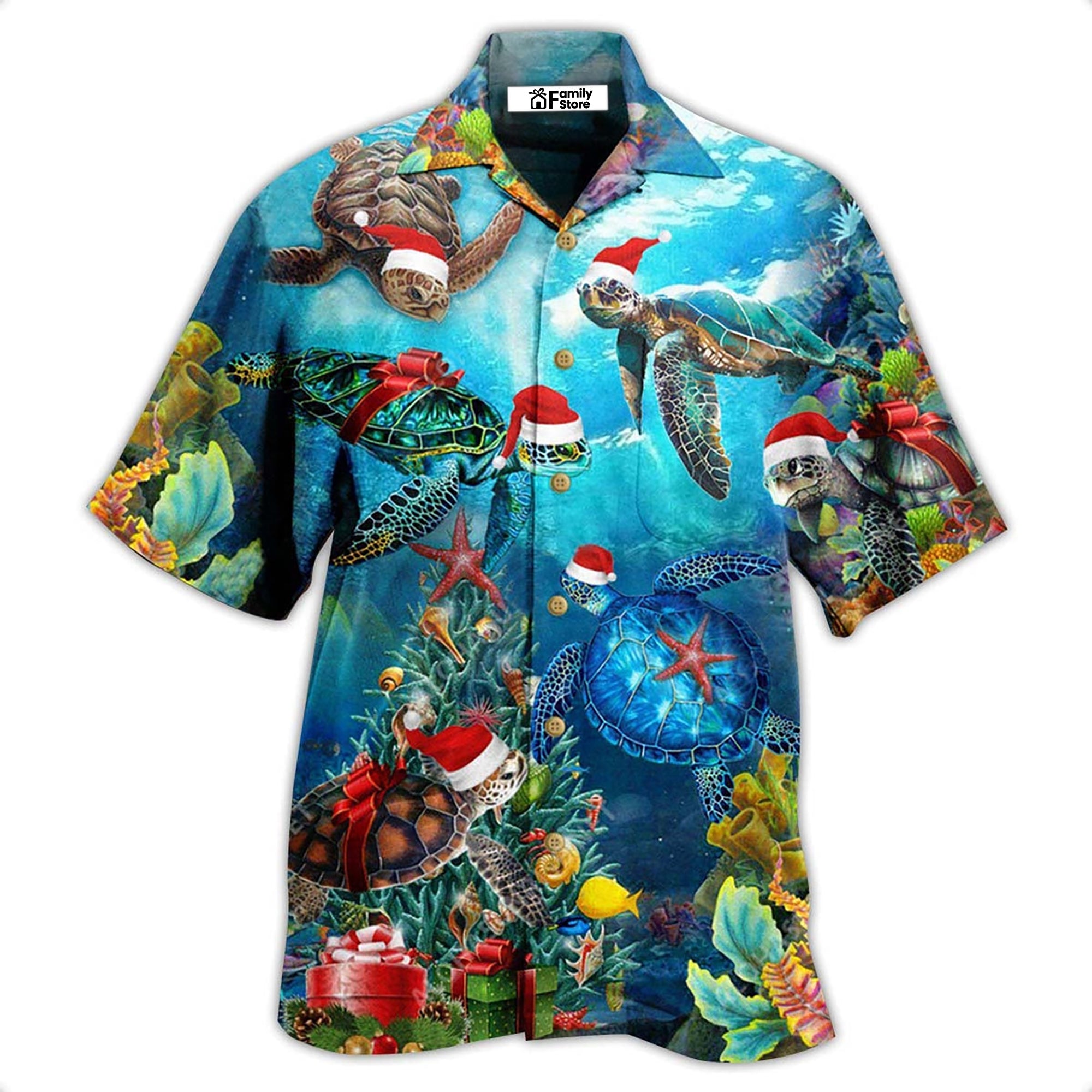 Turtle Love Christmas And Ocean – Hawaiian Shirt