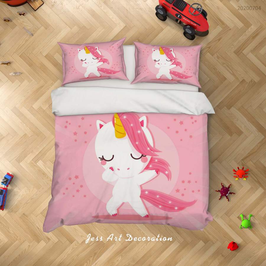 3D Red Unicorn Quilt Cover Set Bedding Set Duvet Cover Pillowcases SF166