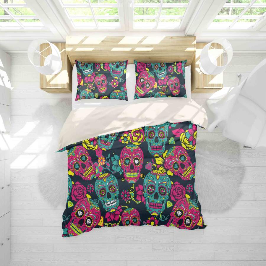 3D Red Skull Quilt Cover Set Bedding Set Pillowcases 27