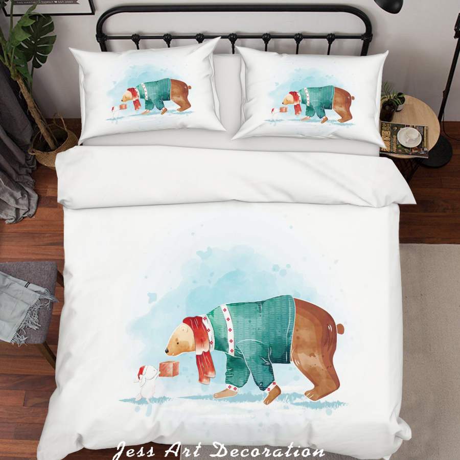 3D White Bear Rabbit Quilt Cover Set Bedding Set Duvet Cover Pillowcases SF81