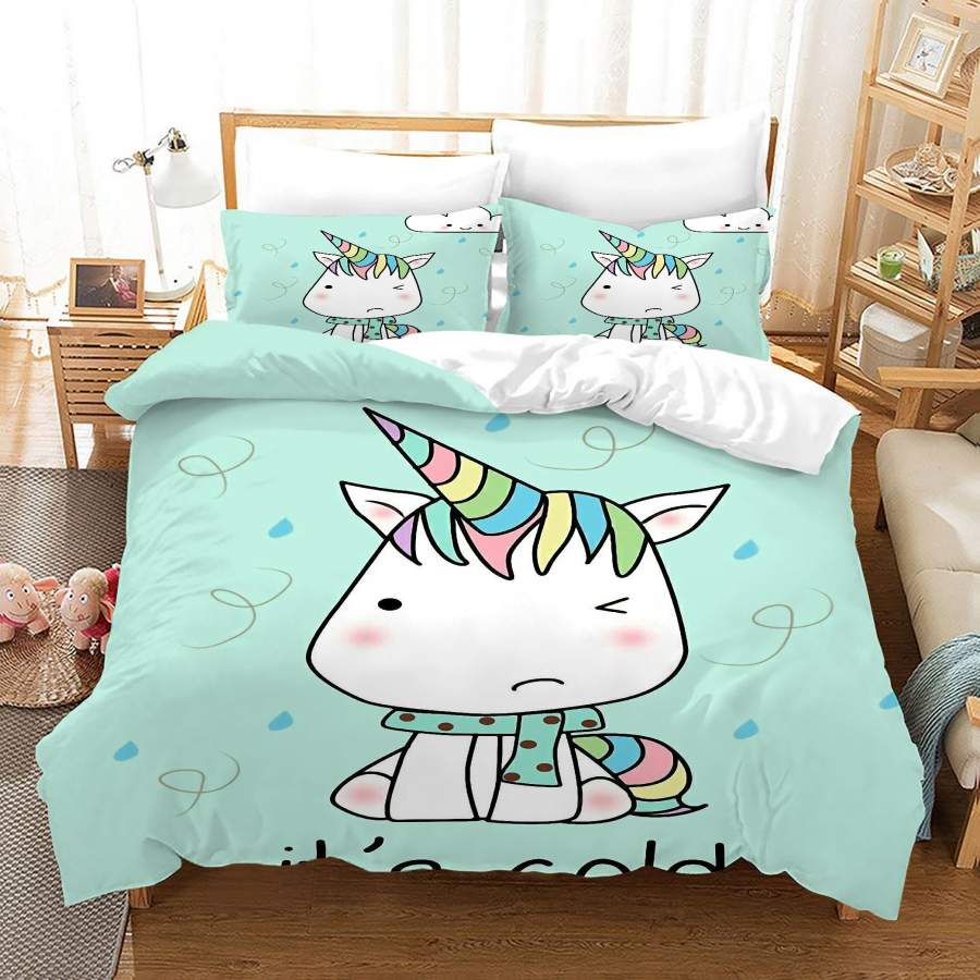 3D Lovely Cartoon Unicorn Quilt Cover Set Bedding Set Duvet Cover Pillowcases JN1033