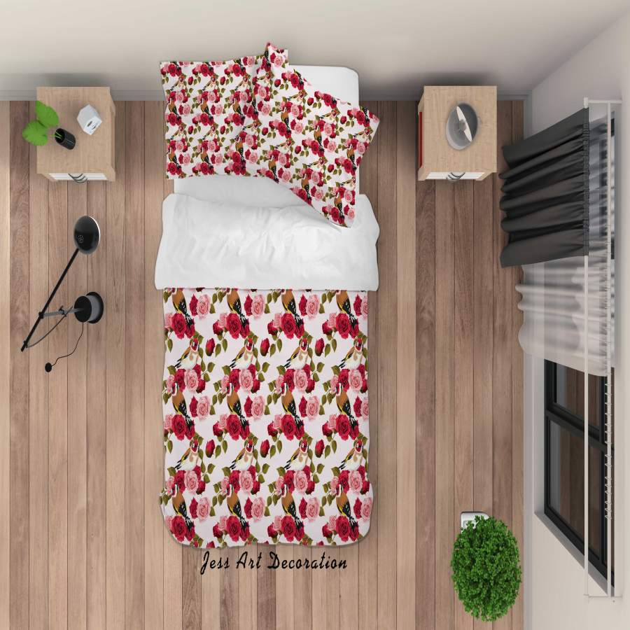 3D Red Pink Rose Floral Quilt Cover Set Bedding Set Duvet Cover Pillowcases SF09