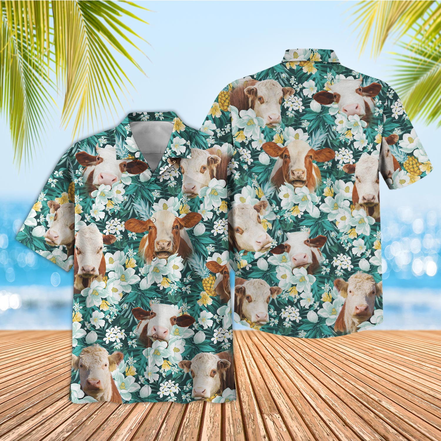 Unique Hereford Floral Blue Summer 3D Hawaiian Shirt