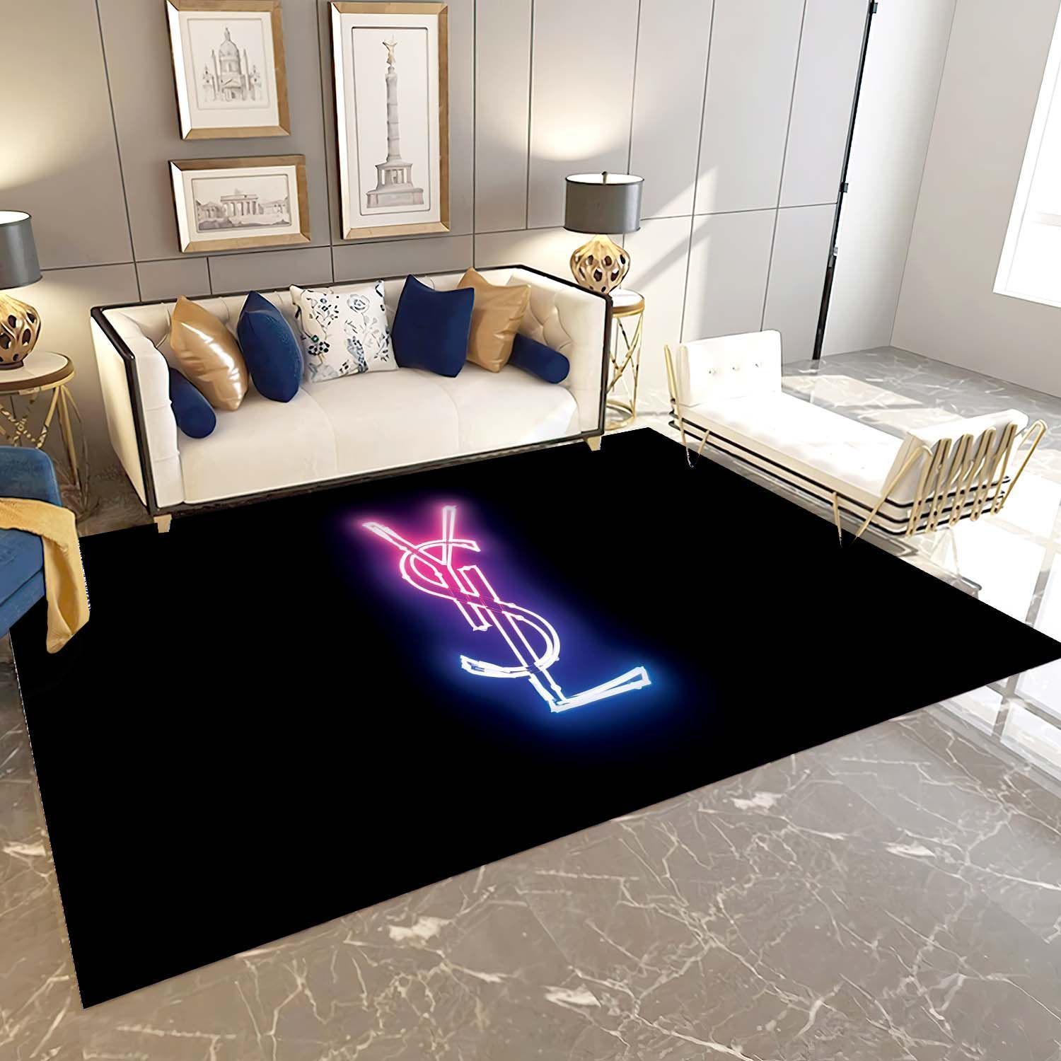 Yves Saint Laurent Insprired Rug, Hypebeast Living Room Bedroom Carpet, Fashion Brand Floor Decor