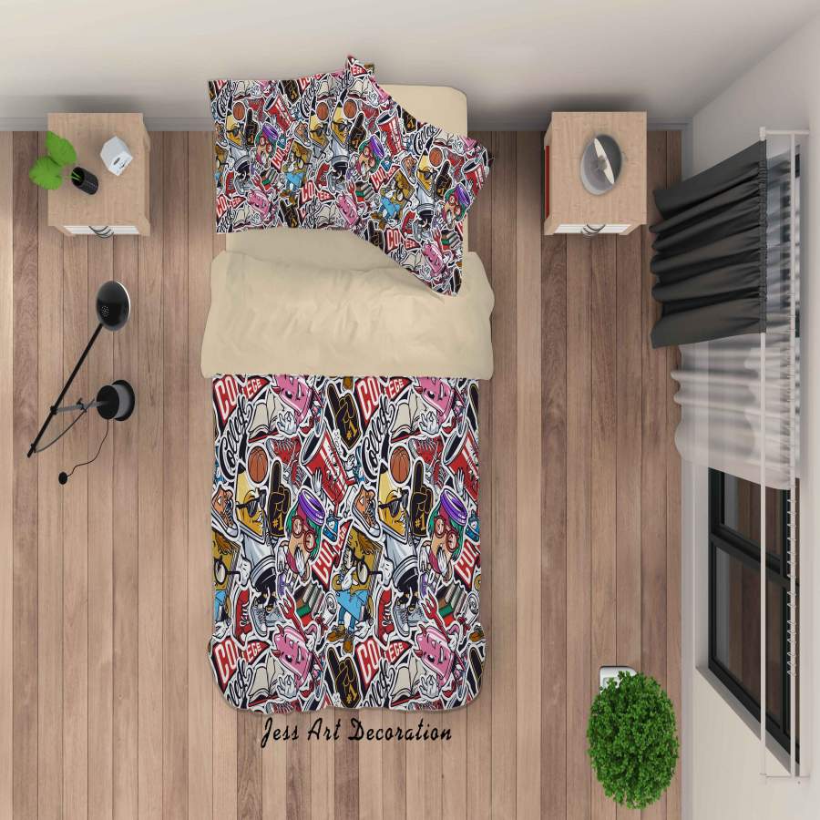 3D Cartoon Books Drink Basketball Pencil Quilt Cover Set Bedding Set Duvet Cover Pillowcases SF5