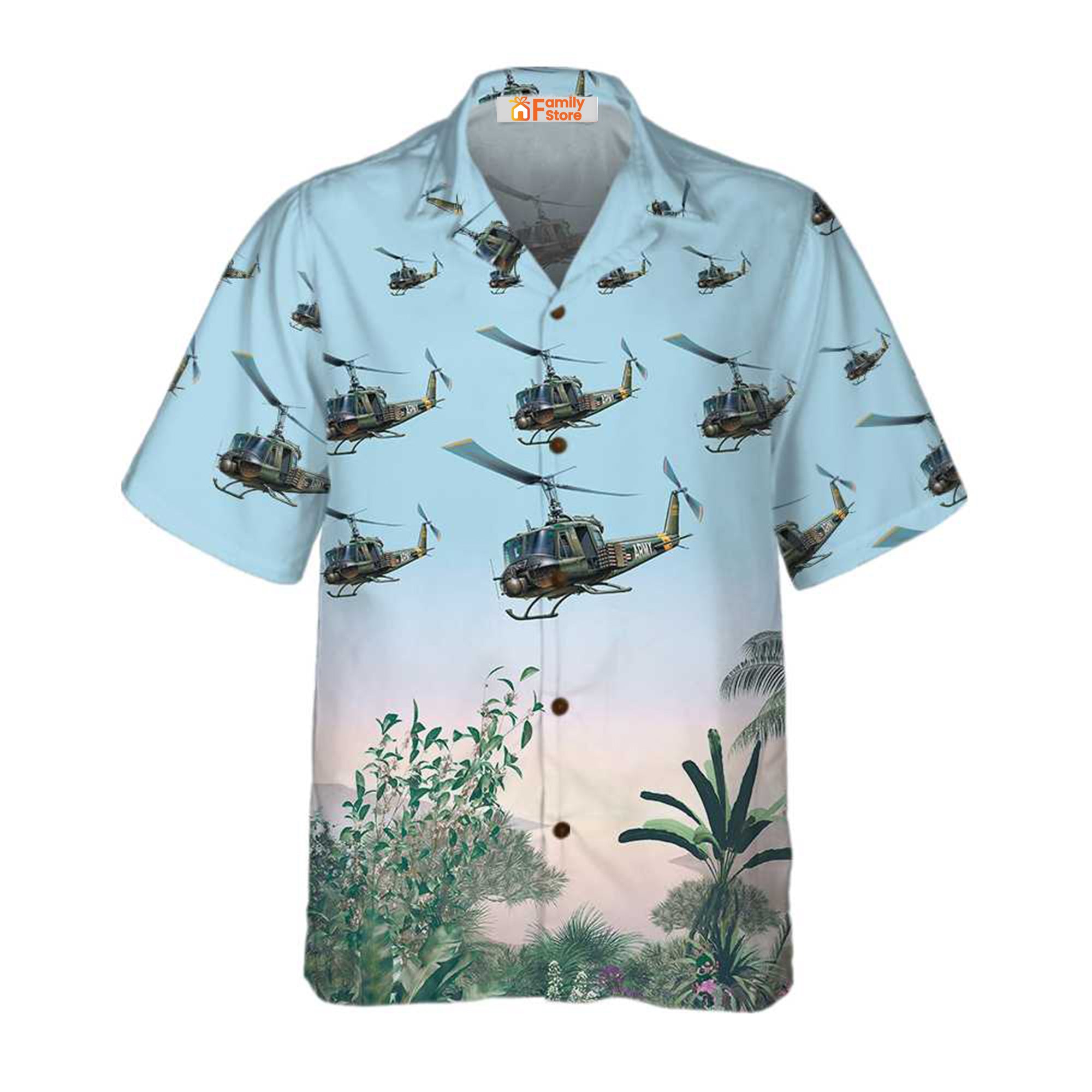 Us Army Helicopter Hawaiian Shirt, Tropical Helicopter Shirt