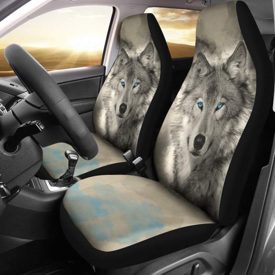 Wolf Hunting Face Car Seat Covers