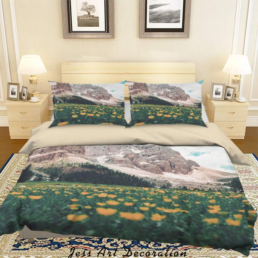 3D Ocean Mountain of Flowers Quilt Cover Set Bedding Set Duvet Cover Pillowcases A098 LQH