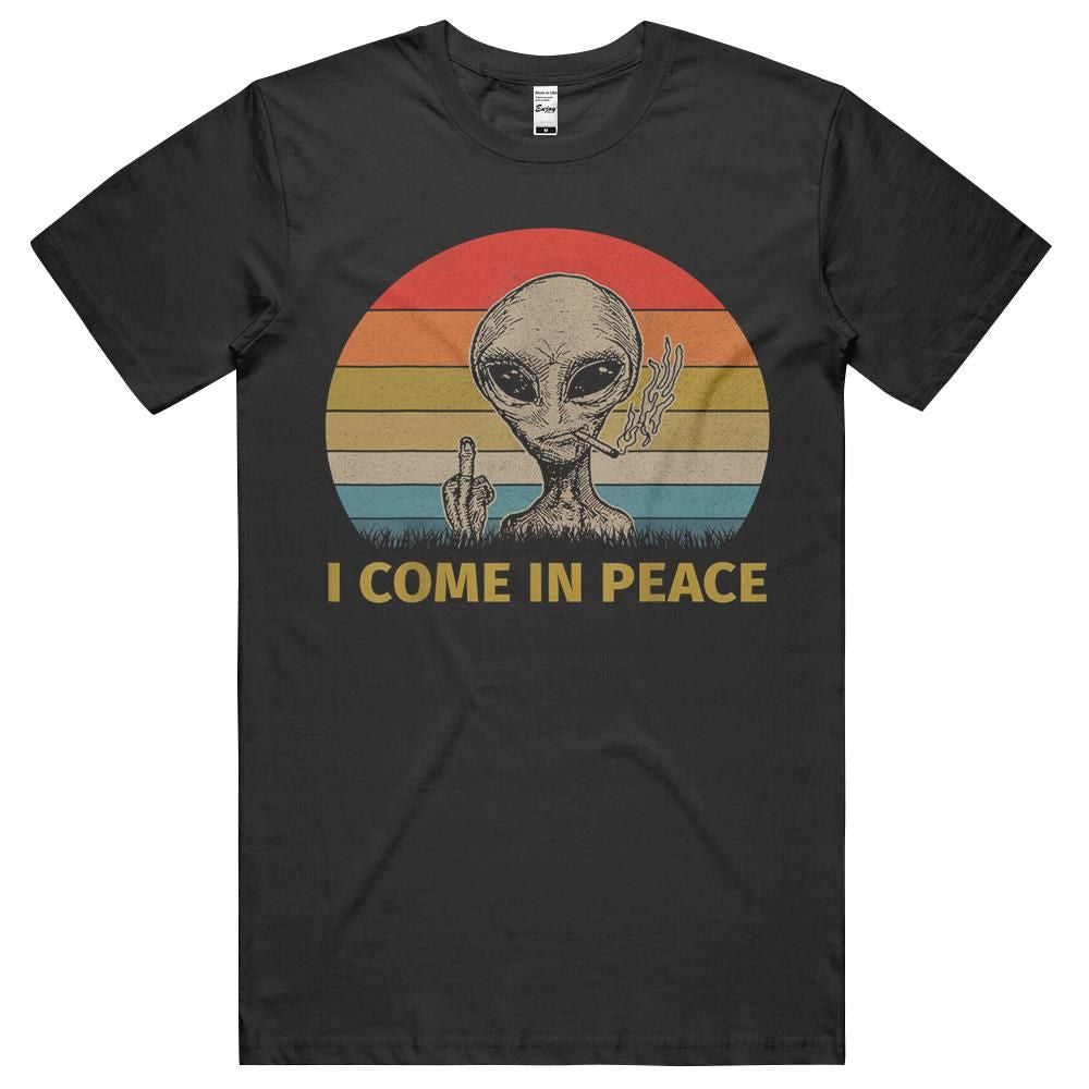 Vintage I Come In Peace Alien Smoking Unisex Shirt