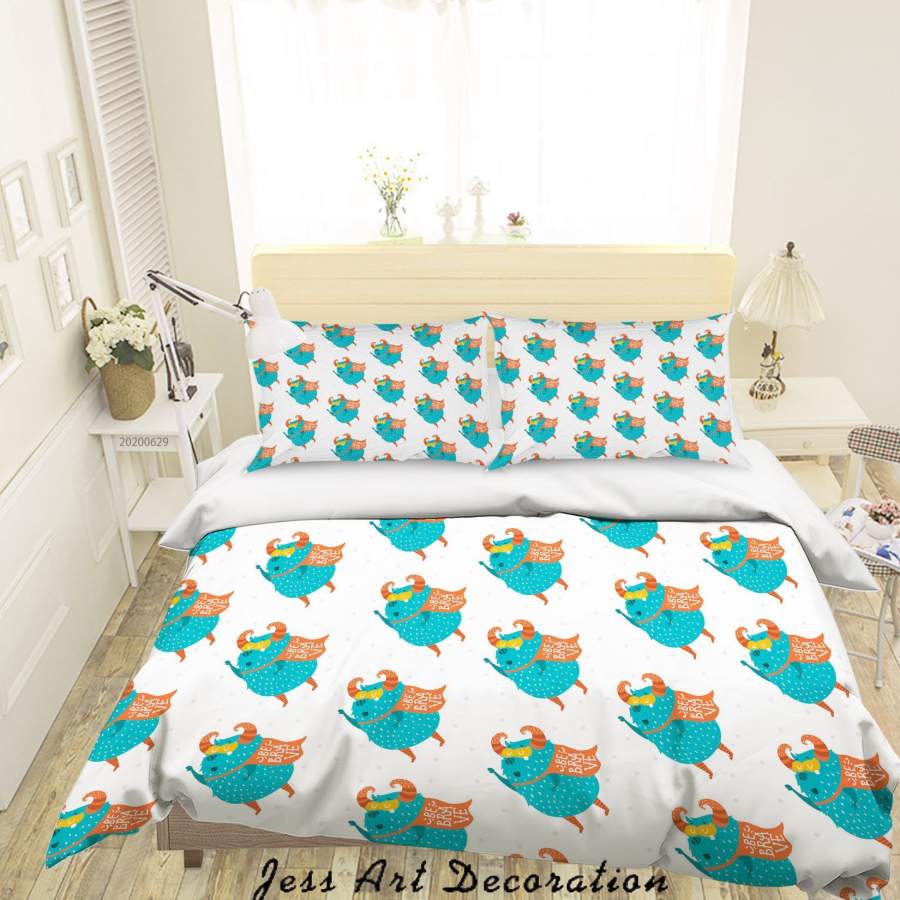 3D White Blue Monster Quilt Cover Set Bedding Set Duvet Cover Pillowcases SF33